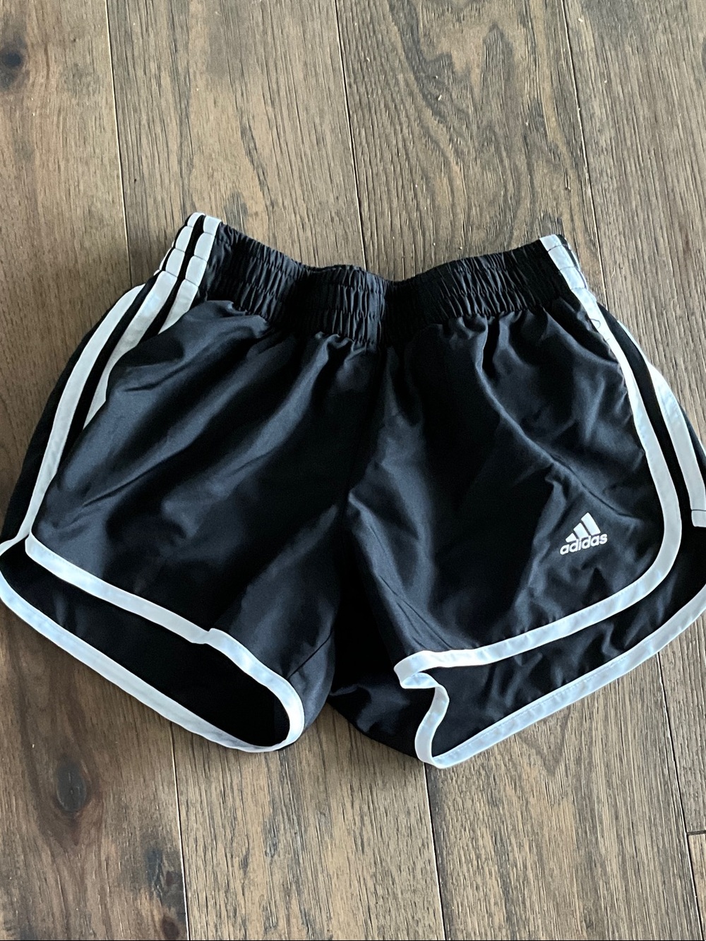 adidas Black Athletic Shorts with White Piping